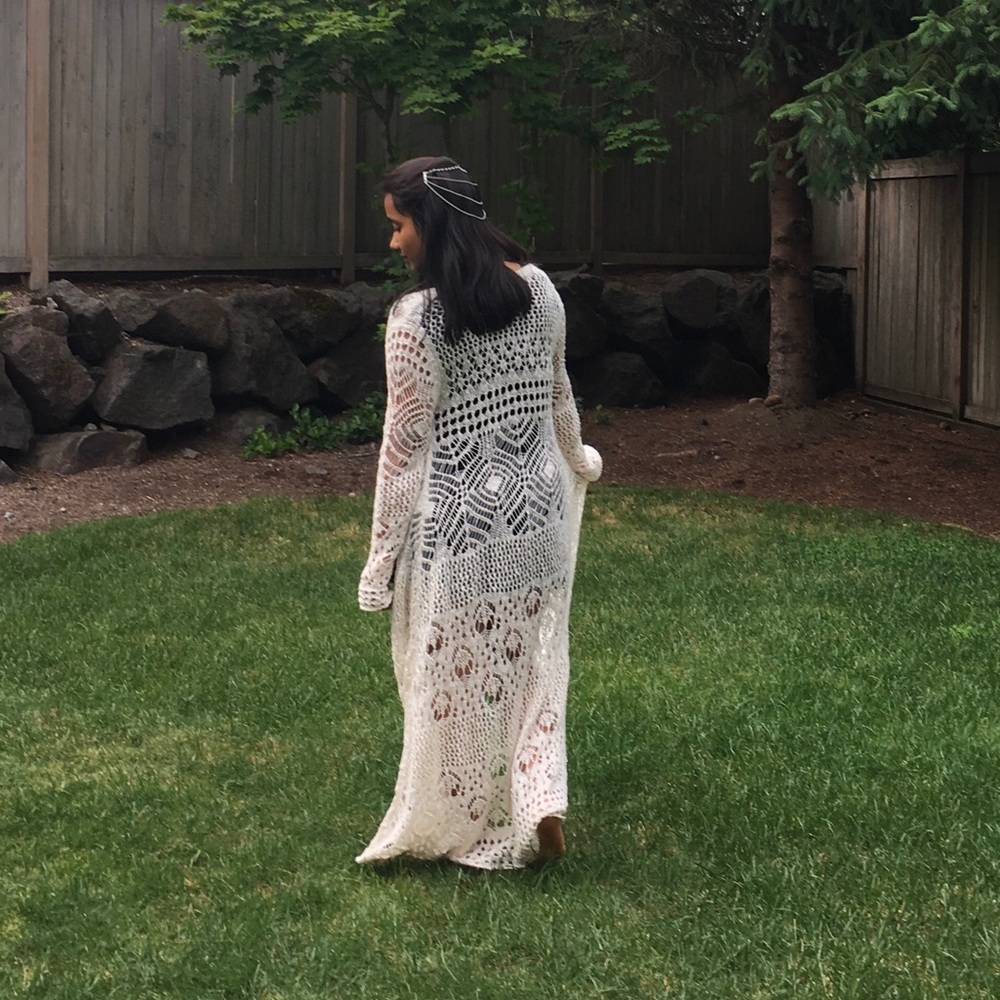 White long knit cardigan